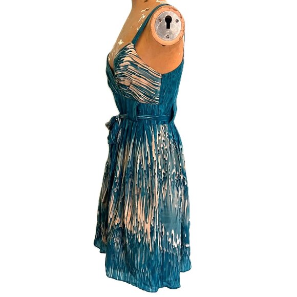 Anthropologie $168 LIL Caballo Falls Silk Dress Teal Blue Size 4 Flattering Fit - Picture 6 of 9